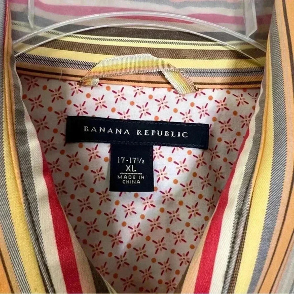 Banana Republic Mens Yellow Striped Dress Shirt Size XL - Picture 7 of 7